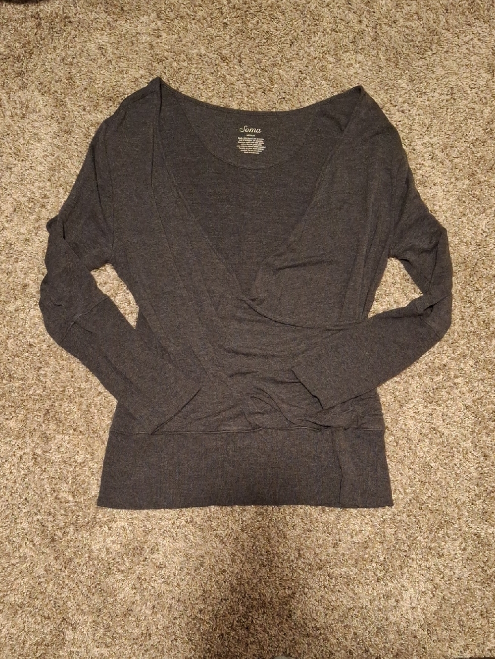 Soma Charcoal Wrap-Style Long Sleeve Tee
